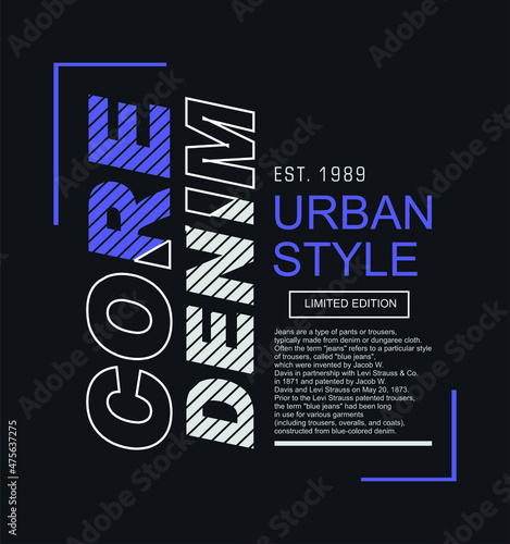 core denim grunge line color vector typography t shirt graphics print