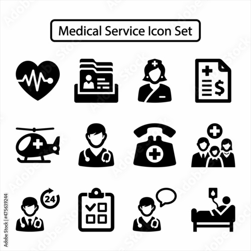 Medical Service Black Icon Set 1