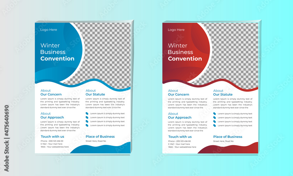 Modern Business Flyer A4 Template Vector Layout Organic design, two color creative and professional for abstract business flyer.