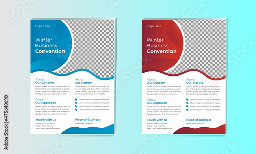 Modern Business Flyer A4 Template Vector Layout Organic design, two color creative and professional for abstract business flyer.