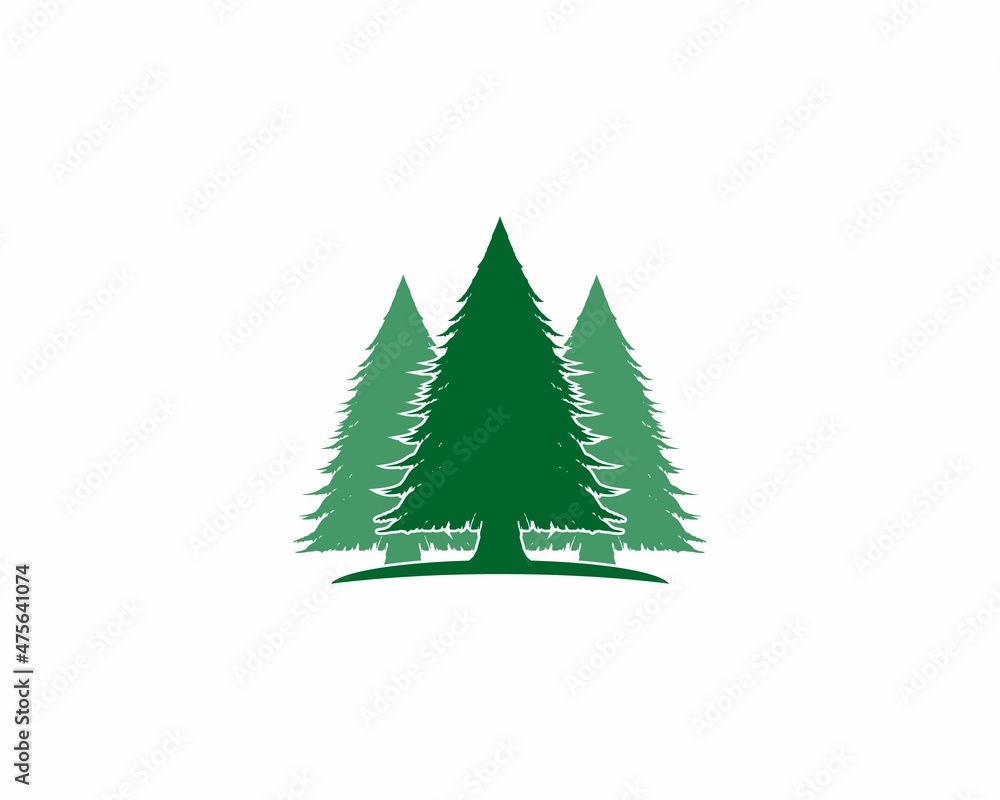 Obraz premium Three pines tree illustration logo