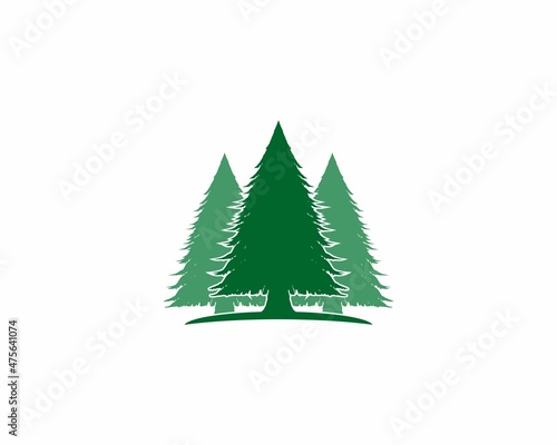 Three pines tree illustration logo