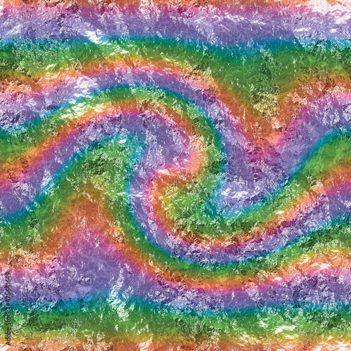 Scrunchy Crunchy Rough Foil Seamless Texture Pattern in light pastel Rainbow Swirl