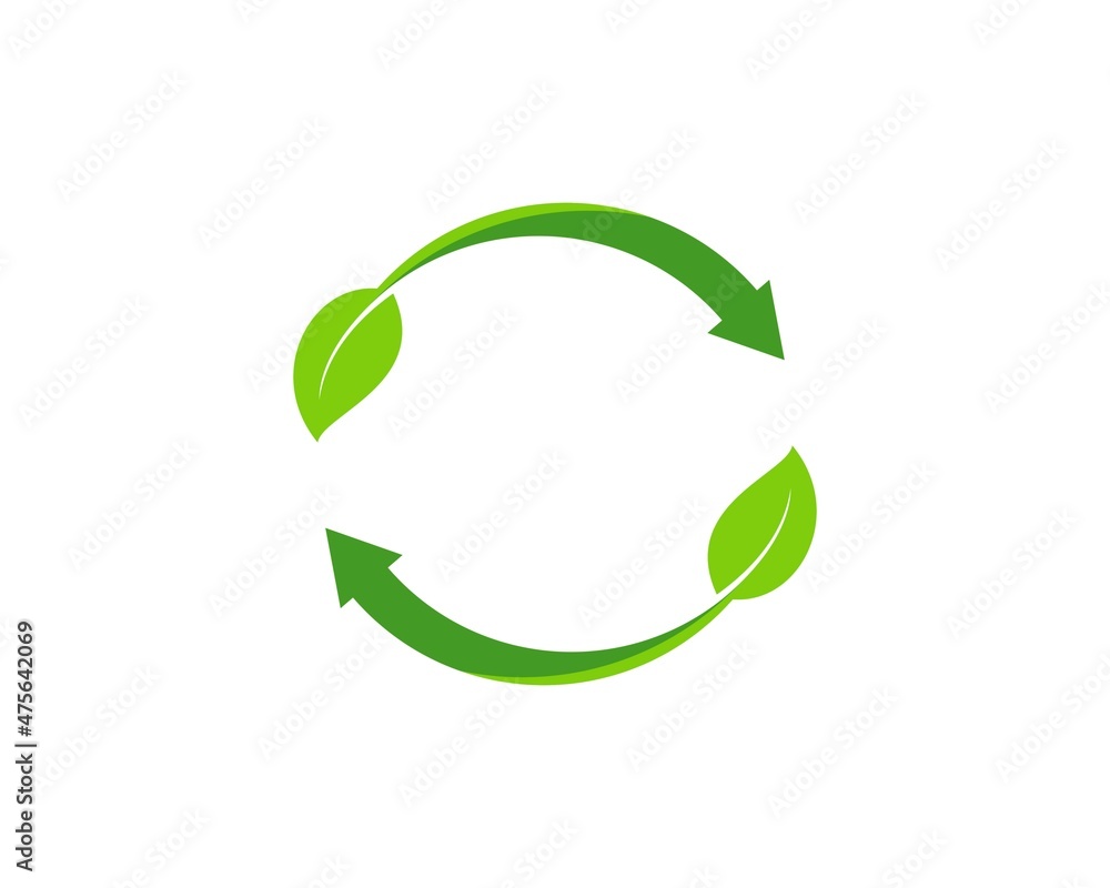 Circular leaf arrow with green nature leaf Circular leaf arrow with green nature leaf