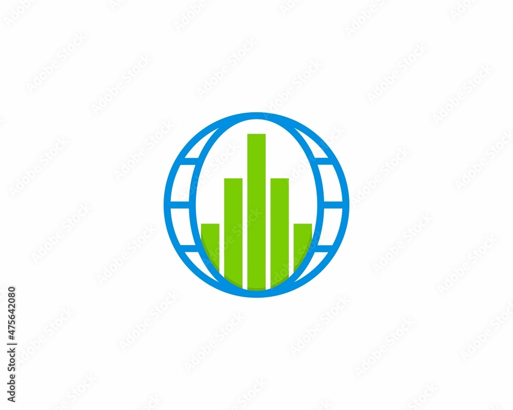 Chart growth up inside the globe Chart growth up inside the globe