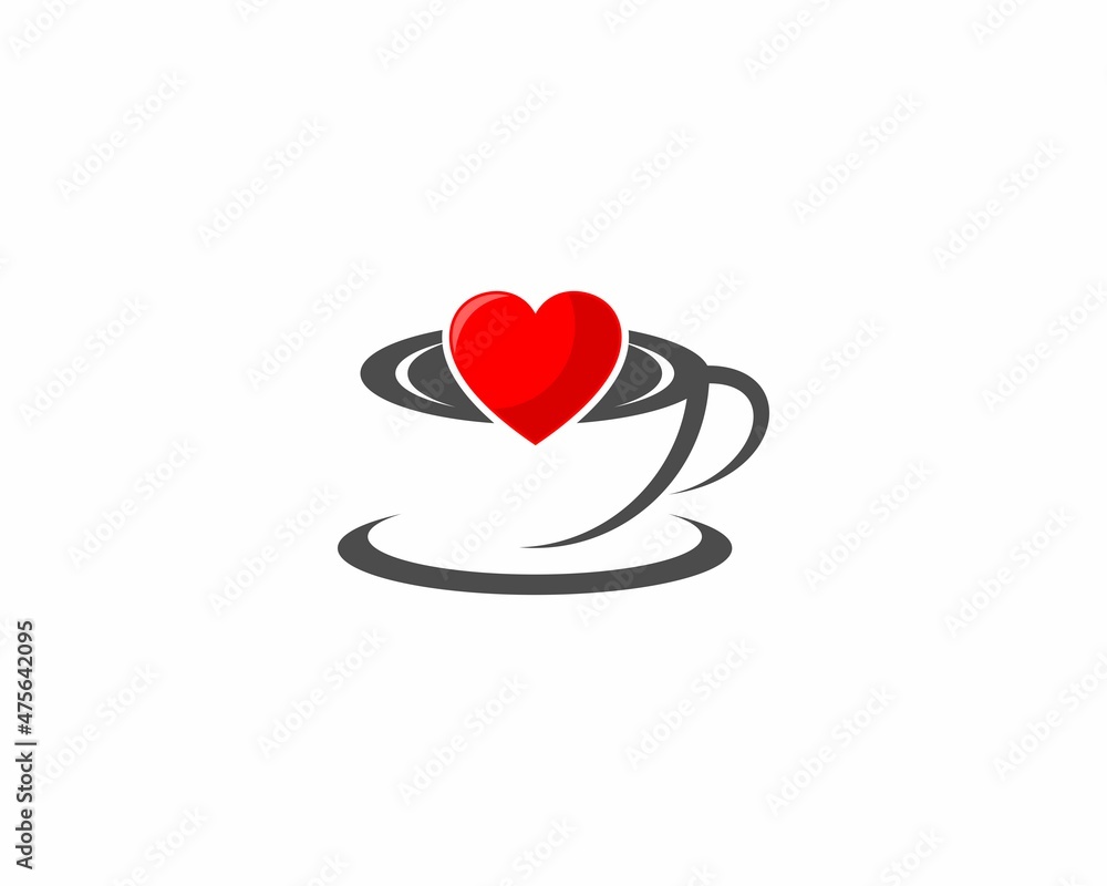 Coffee cup with love in the middle