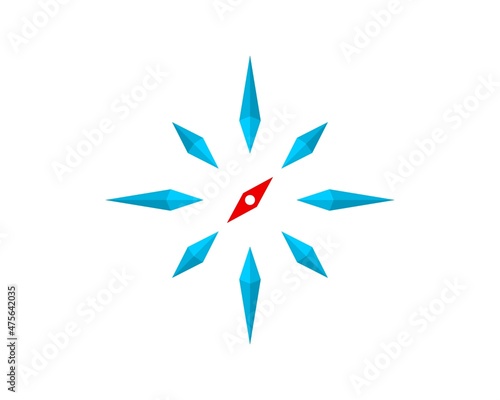Abstract compass with red direction inside