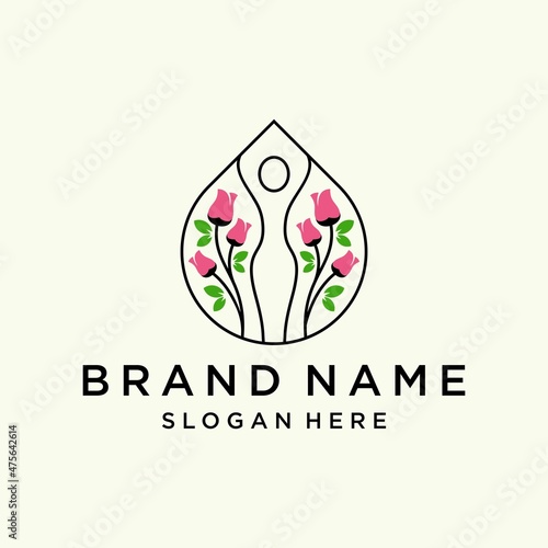 Drop flower people logo design