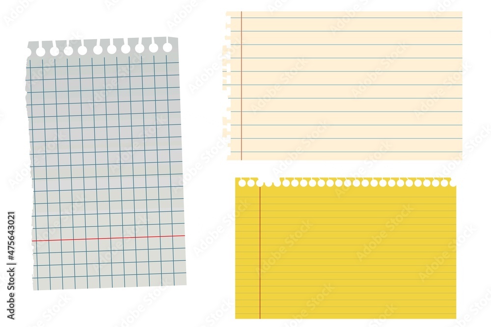 set of papers on white background. set of papers on white background.