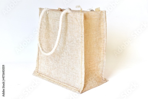 brown cloth bag bag isolated on white background for lady's handbag photo