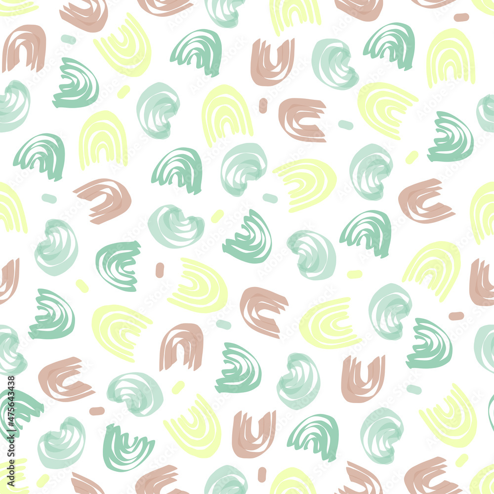 seamless simple multicolour hand draw curve line pattern background