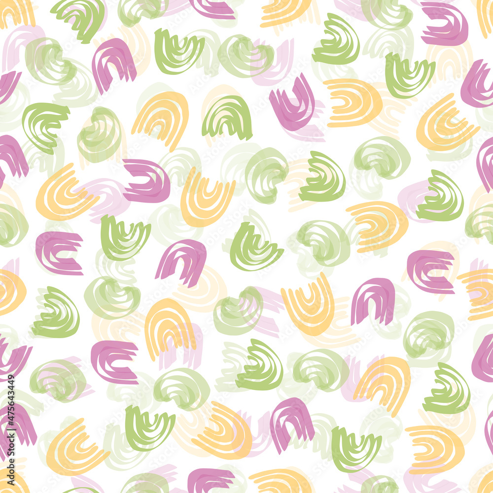seamless simple multicolour hand draw curve shape pattern background