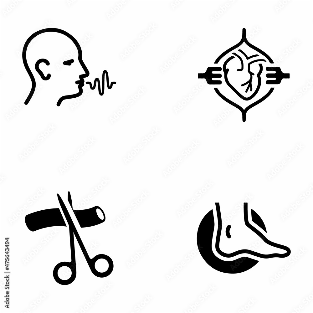 Fototapeta premium Medical And Treatment Black Icon Set 5
