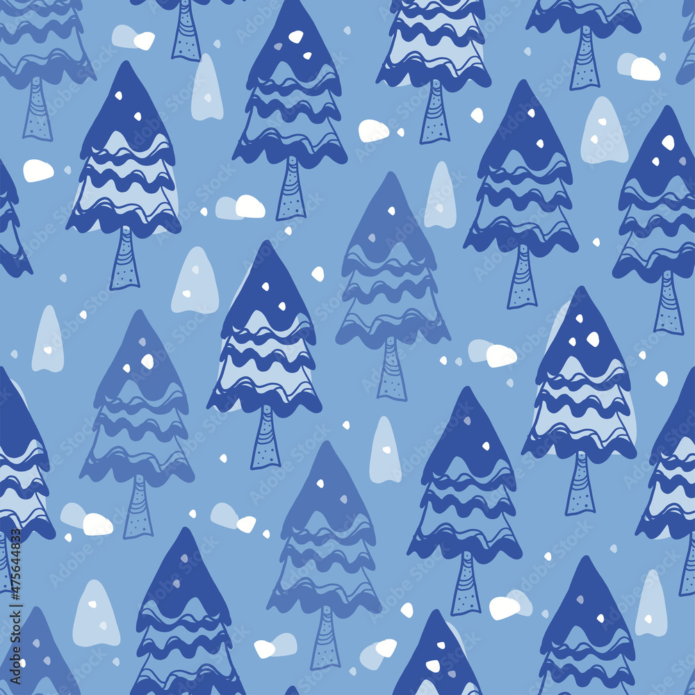 seamless christmas pattern background with blue pine tree and white snowflakes seamless christmas pattern background with blue pine tree and white snowflakes