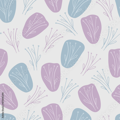 SEAMLESS FRABIC PATTERN BACKGROUND WITH CUTE HAND DRAW DOODLE FLOWER