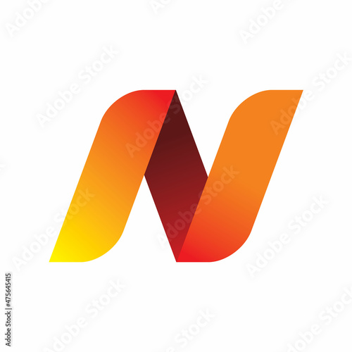 full color initial letter n logo design