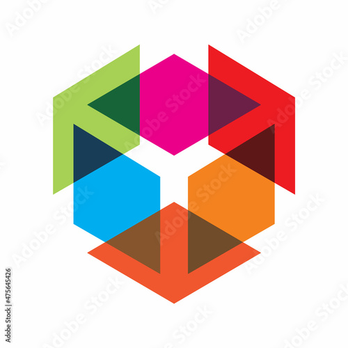 hexagon full color 3d logo design
