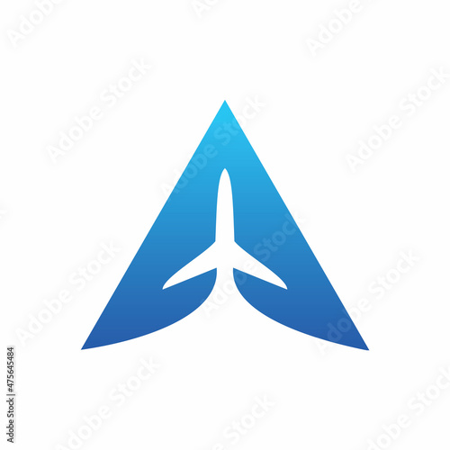blue triangle arrow aero plane logo design