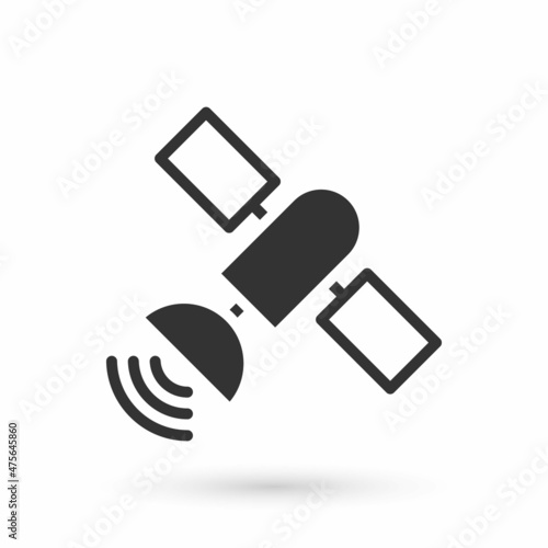 Grey Satellite icon isolated on white background. Vector