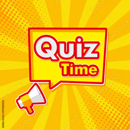 Quiz time banner with megaphone vector