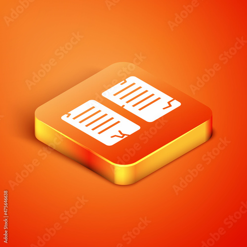 Isometric The commandments icon isolated on orange background. Gods law concept. Vector Illustration