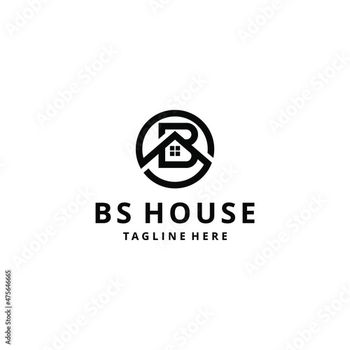 Creative modern abstract illustration BS house sign geometric logo design template