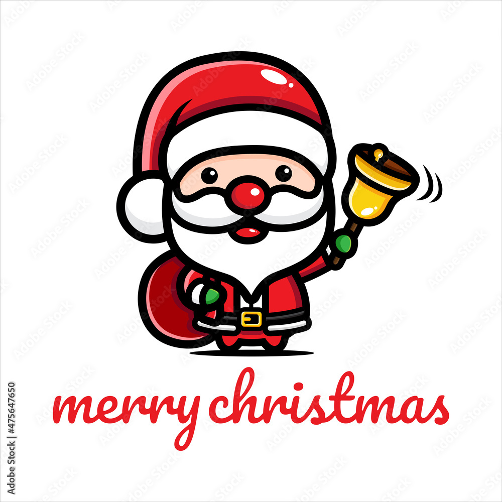 cute santa claus cartoon character design celebrating christmas