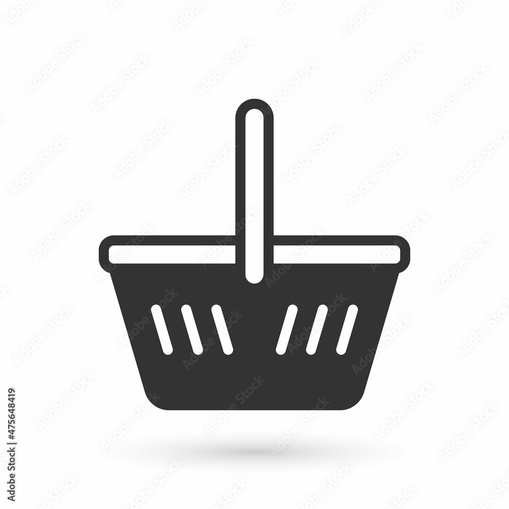 Grey Shopping basket icon isolated on white background. Online buying concept. Delivery service sign. Shopping cart symbol. Vector Grey Shopping basket icon isolated on white background. Online buying concept. Delivery service sign. Shopping cart symbol. Vector