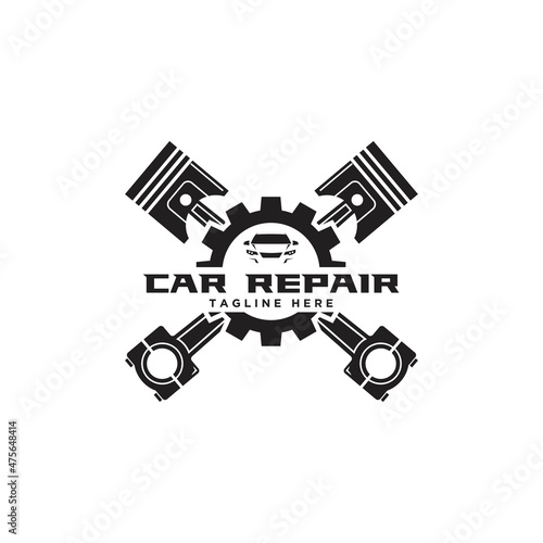Repair Service. Gear and pistons. Auto emblem.