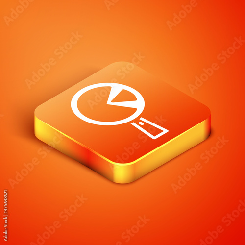 Isometric Omelette in frying pan icon isolated on orange background. Omelet in a skillet. Vector