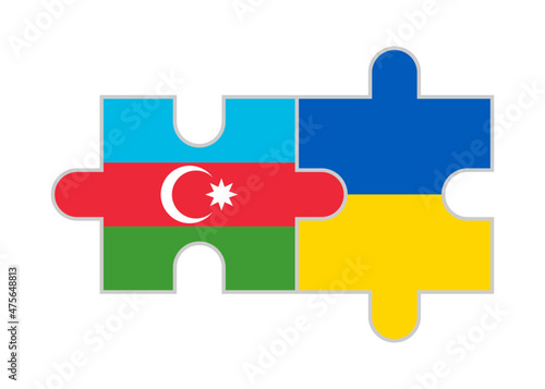 puzzle pieces of azerbaijan and ukraine flags. vector illustration isolated on white background