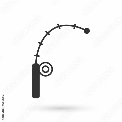 Grey Fishing rod icon isolated on white background. Catch a big fish. Fishing equipment and fish farming topics. Vector