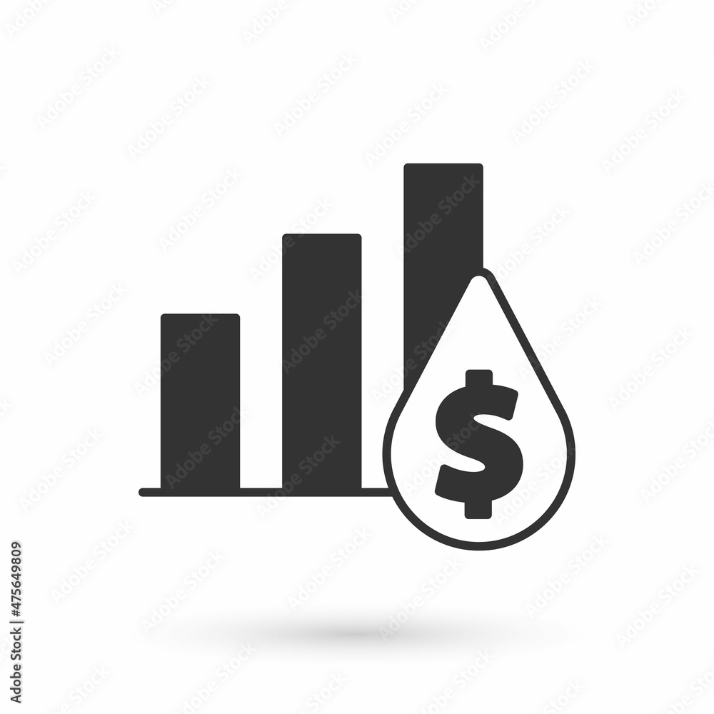 Grey Pie chart infographic and dollar symbol icon isolated on white background. Diagram chart sign. Vector Grey Pie chart infographic and dollar symbol icon isolated on white background. Diagram chart sign. Vector