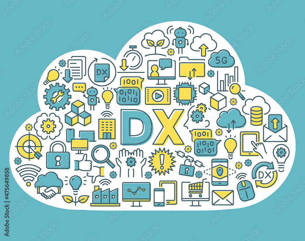DX　デジタルトランスフォーメーション　雲型のロゴ