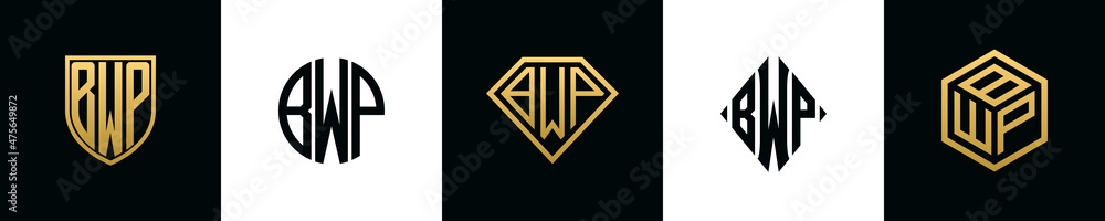 Initial letters BWP logo designs Bundle