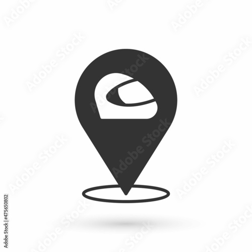 Grey Racing helmet icon isolated on white background. Extreme sport. Sport equipment. Vector