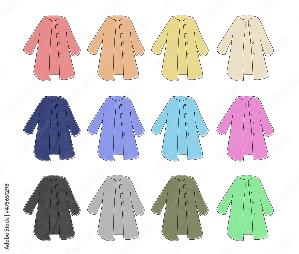 ロングコートのイラストセット Stock Vector Adobe Stock