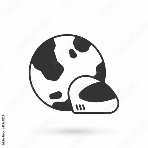 Grey Racing helmet icon isolated on white background. Extreme sport. Sport equipment. Vector