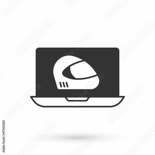 Grey Racing helmet icon isolated on white background. Extreme sport. Sport equipment. Vector