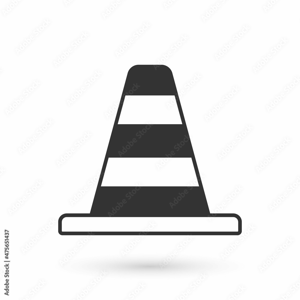 Grey Traffic cone icon isolated on white background. Vector Grey Traffic cone icon isolated on white background. Vector