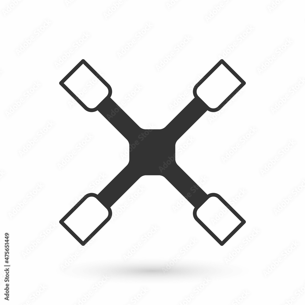 Grey Wheel wrench icon isolated on white background. Wheel brace. Vector Grey Wheel wrench icon isolated on white background. Wheel brace. Vector