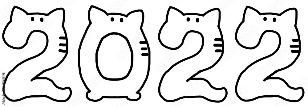 装飾文字 22年 数字 白黒線画 細い線 Stock Illustration Adobe Stock