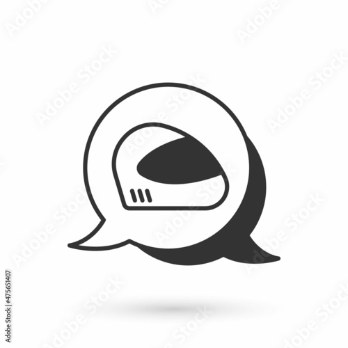 Grey Racing helmet icon isolated on white background. Extreme sport. Sport equipment. Vector