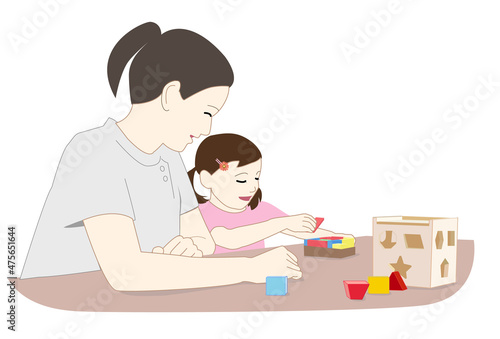 作業療法士による積み木のおもちゃを利用した遊びを用いた小児リハビリテーション