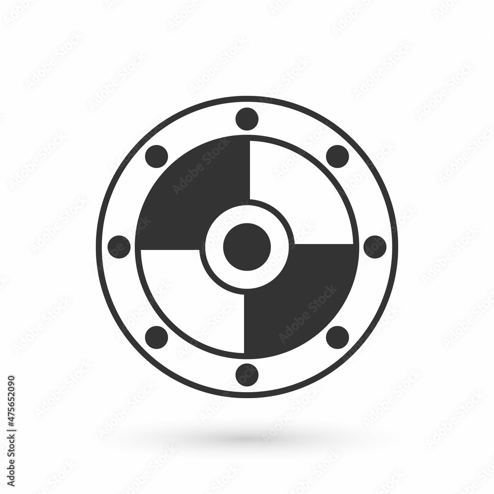 Grey Round shield icon isolated on white background. Security, safety, protection, privacy, guard concept. Vector Grey Round shield icon isolated on white background. Security, safety, protection, privacy, guard concept. Vector