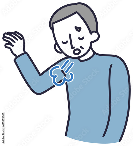 息苦しい　疲労　男性　シンプルイラスト