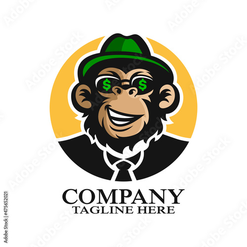 Modern ape coin logo. Vector illustration