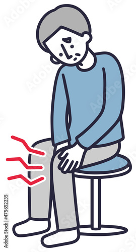 膝が痛い　シニア男性　シンプルイラスト