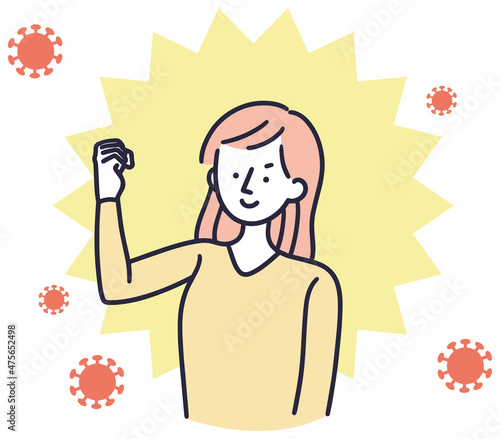 免疫　感染症対策　女性　シンプルイラスト