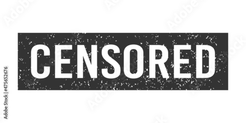 Grunge black censored word rubber stamp. Censor control security sign sticker. Grunge vintage square label. Vector illustration on white background.